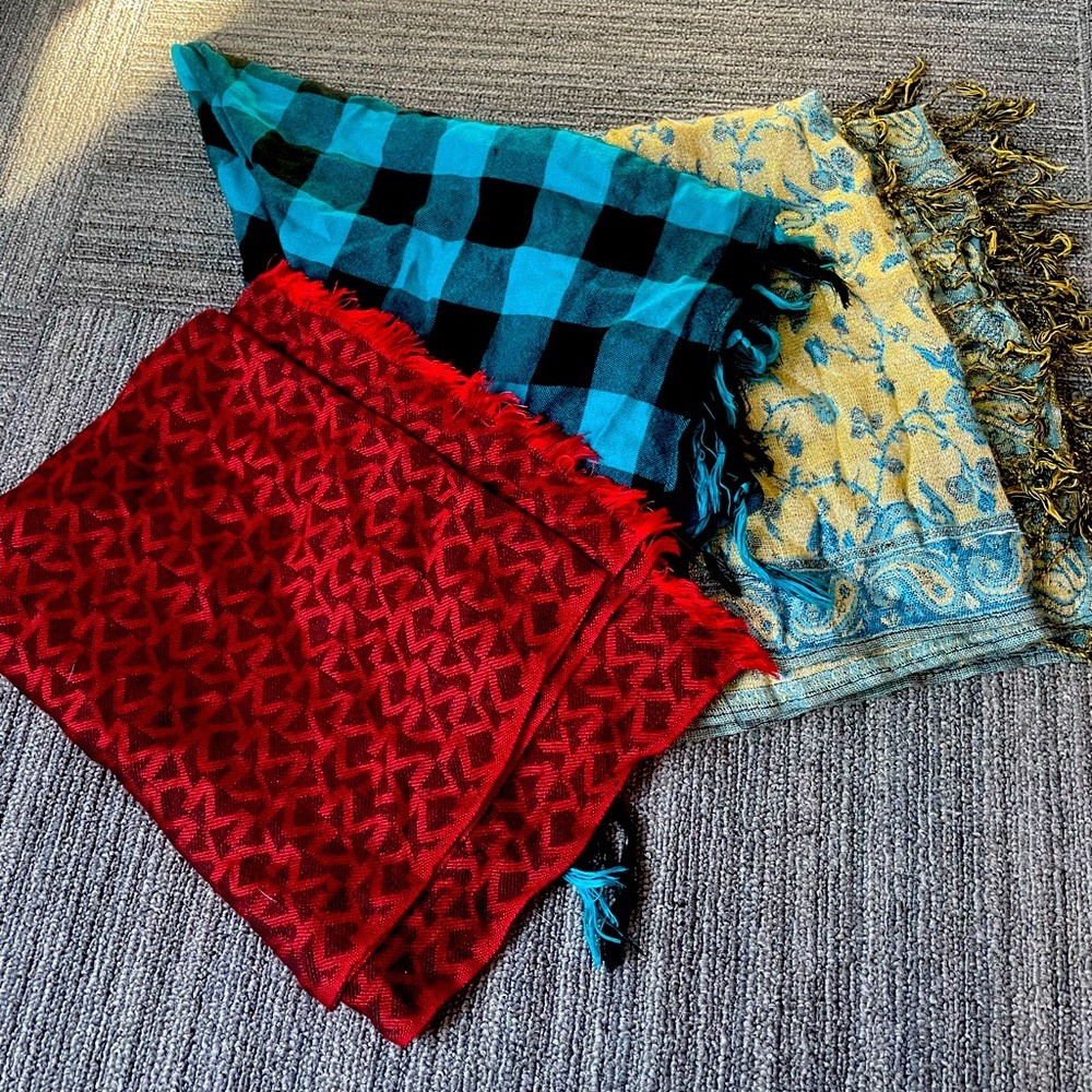 Red and Black Michael Kors Scarf + 2 scarves